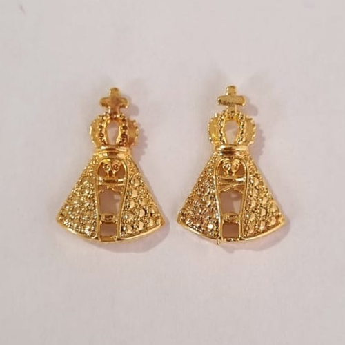 BRINCO FOLHEADO A OURO NOSSA SENHORA DA APARECIDA 18X12MM OUBR000048