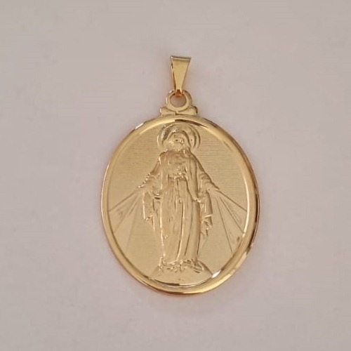 PINGENTE FOLHEADO A OURO MEDALHA DE NOSSA SENHORA DAS GRAÇAS 34X24MM OUPG000010