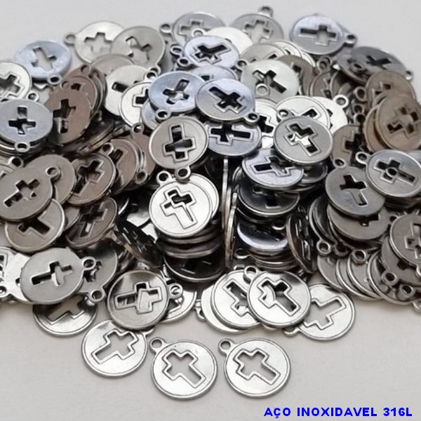 ACESSÓRIO EM AÇO INOXIDÁVEL 316L - MEDALHA CRUCIFIXO 12MM COMPOSIÇÃO 100% AÇO INOXIDÁVEL ACAC000011