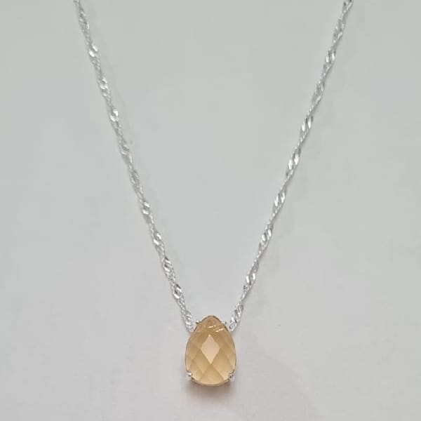 GARGANTILHA FOLHEADA A PRATA COM 50 MILÉSIMOS + VERNIZ DIAMOND COM CORRENTE SINGAPURA 45CM ALTA FUSÃO ZIRCÔNIA SALMÃO FOSCA 10X14MM FECHO LAGOSTA PRGG000503