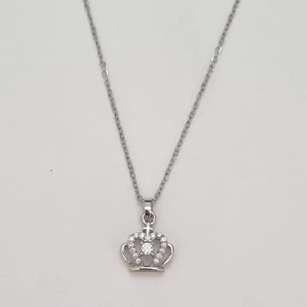 GARGANTILHA EM AÇO INOXIDÁVEL 316L CORRENTE CADEADO 40CM COROA CRAVEJADO COM MICRO ZIRCÔNIAS 14MM  FECHO LAGOSTA E EXTENSOR ACGG000099