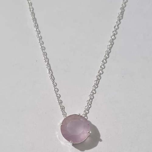 GARGANTILHA FOLHEADA A PRATA COM 50 MILÉSIMOS + VERNIZ DIAMOND CORRENTE CADEADO 45CM ZIRCÔNIA ROXA 11MM PRGG000593
