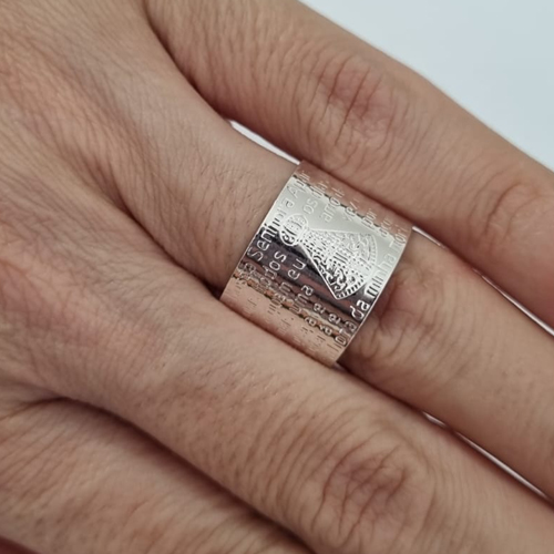 ANEL FOLHEADO A PRATA COM 50 MILÉSIMOS + VERNIZ DIAMOND NOSSA SENHORA APARECIDA AJUSTÁVEL PRAN000005