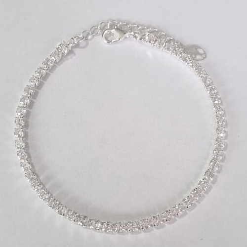 PULSEIRAS FOLHEADA A PRATA COM 50 MILÉSIMOS + VERNIZ DIAMOND RIVIÉRA 16CM COM MICRO ZIRCÔNIAS + EXTENSOR PRPS000407