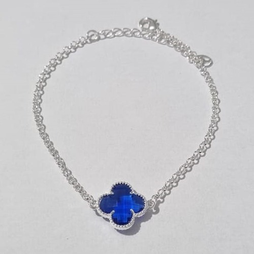 PULSEIRAS FOLHEADA A PRATA COM 50 MILÉSIMOS + VERNIZ DIAMOND 18CM VAN CLEEF AZUL 13MM+ EXTENSOR PRPS000418