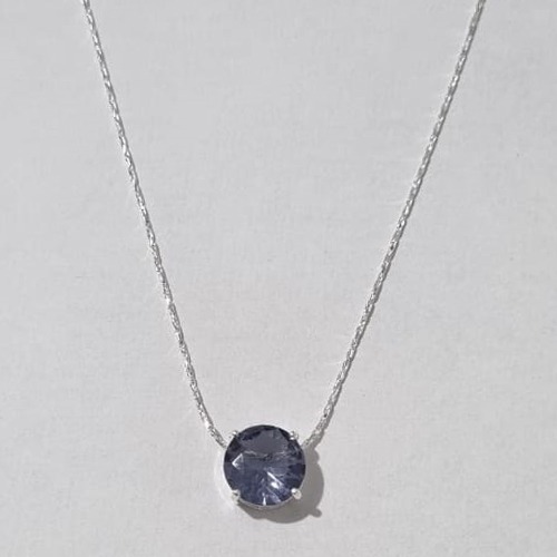 GARGANTILHA FOLHEADA A PRATA COM 50 MILÉSIMOS + VERNIZ DIAMOND 45CM ZIRCÔNIA LILÁS 10MM PRGG000755
