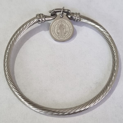 PULSEIRA (BRACELETE) EM AÇO INOXIDÁVEL MEDALHA SÃO BENTO 15MM LARGURA 3.5MM E FECHO ACPS000324