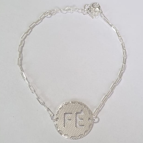 PULSEIRAS FOLHEADA A PRATA COM 50 MILÉSIMOS + VERNIZ DIAMOND 17CM PLACA FÉ 19MM + EXTENSOR PRPS000494