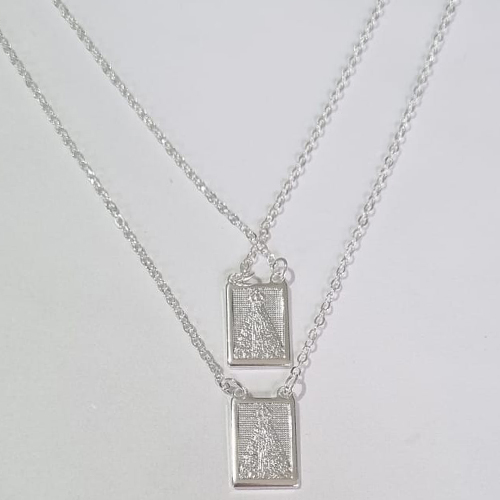 ESCAPULÁRIO FOLHEADO A PRATA COM 50 MILÉSIMOS + VERNIZ DIAMOND NOSSA SENHORA APARECIDA 10X15MM PRES000031