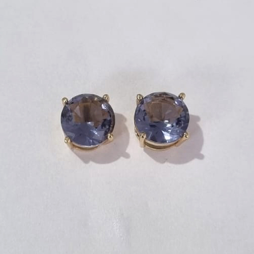 BRINCO FOLHEADO A OURO COM 6 MILÉSIMOS + VERNIZ DIAMOND ZIRCÔNIA LILÁS 10MM OUBR000067