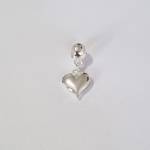 BERLOQUE  FOLHEADO A PRATA COM 50 MILÉSIMOS + VERNIZ DIAMOND CORAÇÃO LISO 9MM (UNIDADE) PRBQ000106