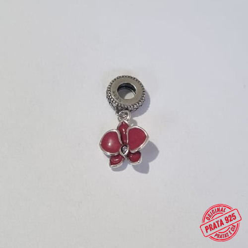 BERLOQUE PRATA 925 FLOR VERMELHA 12MM  COM MICRO ZIRCÔNIAS PTBQ000003