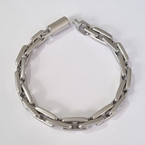 PULSEIRA EM AÇO INOXIDÁVEL 20CM LARGURA 8MM COM FECHO CANHÃO ACPS000335