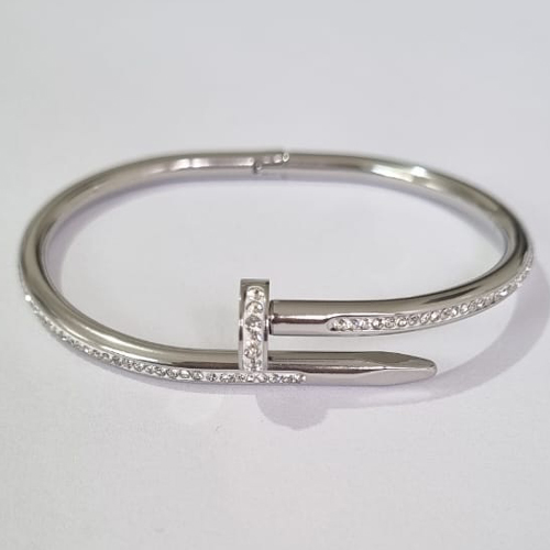 PULSEIRA (BRACELETE) EM AÇO INOXIDÁVEL 316L FORMATO PREGO COM MICRO ZIRCÔNIAS ACPS000339