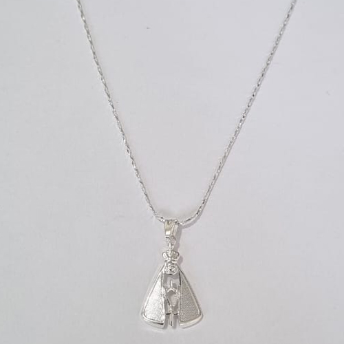 GARGANTILHA FOLHEADA A PRATA COM 50 MILÉSIMOS + VERNIZ DIAMOND CORRENTE 42CM NOSSA SENHORA APARECIDA 14MM PRGG000902