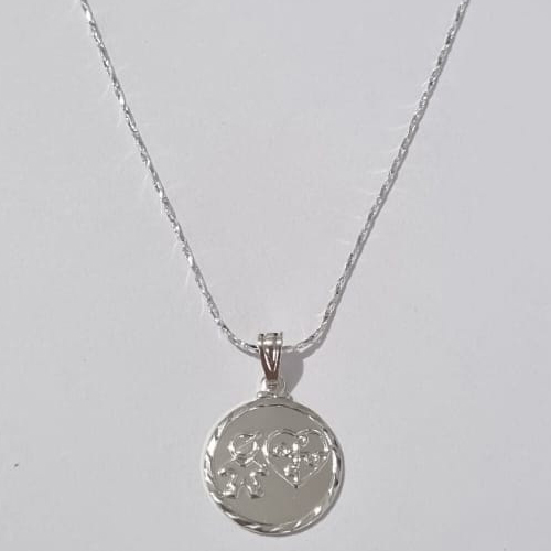 GARGANTILHA FOLHEADA A PRATA COM 50 MILÉSIMOS + VERNIZ DIAMOND CORRENTE L-11 42CM MENINO SÍMBOLO AUTISMO 15MM PRGG000911