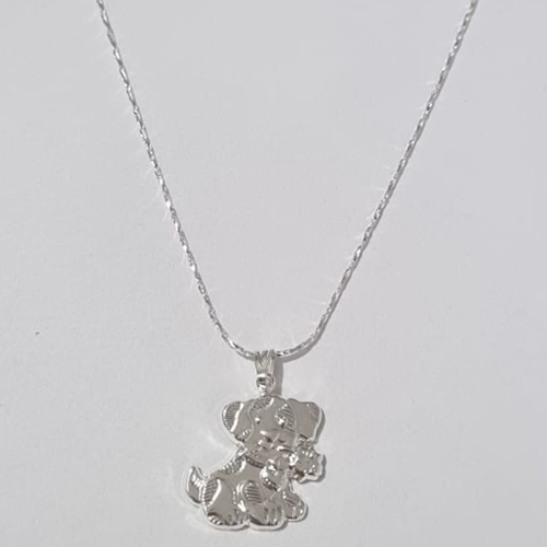 GARGANTILHA FOLHEADA A PRATA COM 50 MILÉSIMOS + VERNIZ DIAMOND CORRENTE l-11 42CM CACHORRO 18MM PRGG000913