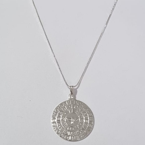 GARGANTILHA FOLHEADA A PRATA COM 50 MILÉSIMOS + VERNIZ DIAMOND CORRENTE VENEZIANA 44CM MEDALHA ESPÍRITO SANTO MENSAGENS 25MM PRGG000918