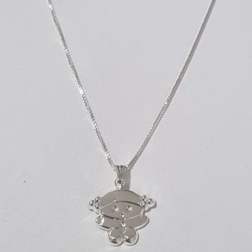 GARGANTILHA FOLHEADA A PRATA COM 50 MILÉSIMOS + VERNIZ DIAMOND CORRENTE  44CM BEBEZINHA 17MM PRGG000926