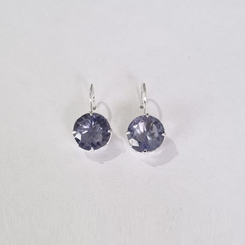 BRINCO FOLHEADO A PRATA COM 50 MILÉSIMOS + VERNIZ DIAMOND BASE ANZOL ZIRCÔNIA LILÁS 10MM PRBR000707