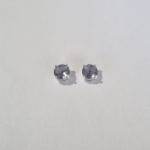 BRINCO FOLHEADO A PRATA COM 50 MILÉSIMOS + VERNIZ DIAMOND ZIRCÔNIA LILÁS REDONDA 6MM PRBR000739