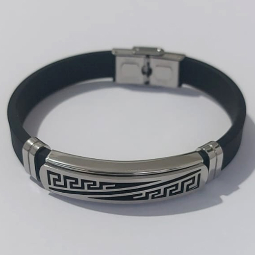 PULSEIRA  EM AÇO INOXIDÁVEL 316L EMBORRACHADA 20CM LARGURA 10MM COM TRAVA DETALHES VAZADOS ACPS000380