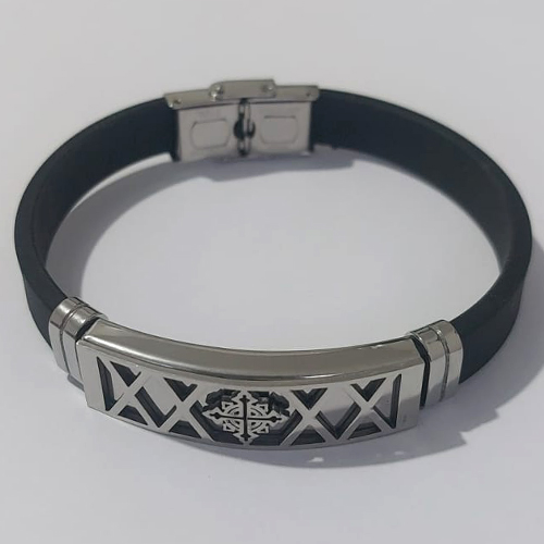 PULSEIRA  EM AÇO INOXIDÁVEL EMBORRACHADA 20CM LARGURA 10MM COM TRAVA DESENHADAS ACPS000383