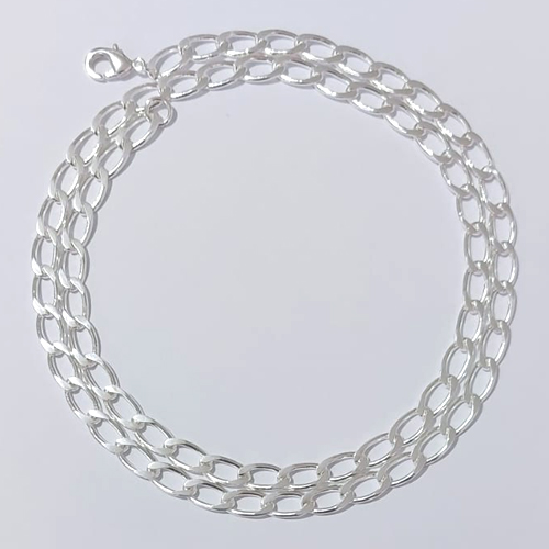 CORRENTE FOLHEADA A PRATA COM 50 MILÉSIMOS + VERNIZ DIAMOND CORRENTE 70CM LARGURA 6MM FECHO LAGOSTA PRCR000039