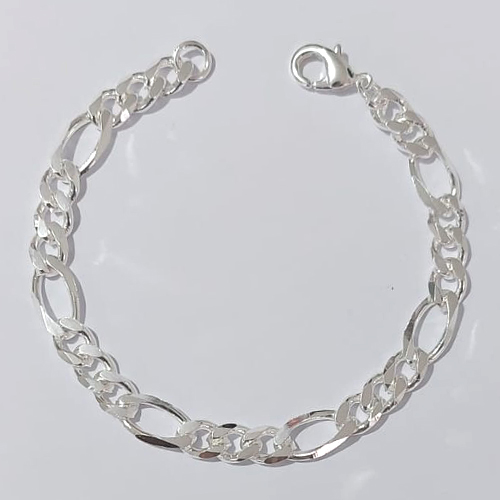 PULSEIRA FOLHEADA A PRATA COM 50 MILÉSIMOS + VERNIZ DIAMOND 18CM 3X1 LARGURA 7MM FECHO LAGOSTA PRPS000605