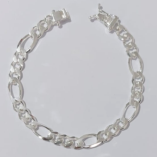 PULSEIRA FOLHEADA A PRATA COM 50 MILÉSIMOS + VERNIZ DIAMOND 19CM 3X1 LARGURA 6MM FECHO GAVETA COM TRAVA DUPLA PRPS000606