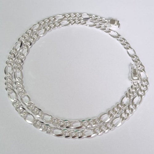 CORRENTE FOLHEADA A PRATA COM 50 MILÉSIMOS + VERNIZ DIAMOND CORRENTE 3X1 58CM LARGURA 6MM FECHO GAVETA TRAVA DUPLA PRCR000050