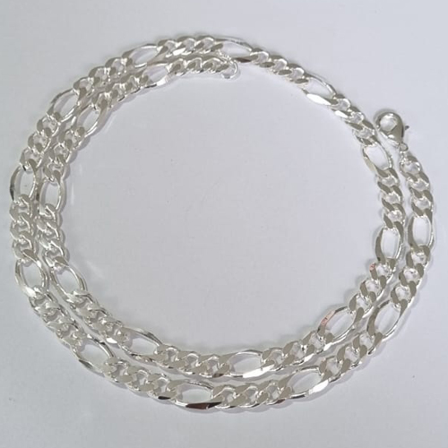 CORRENTE FOLHEADA A PRATA COM 50 MILÉSIMOS + VERNIZ DIAMOND CORRENTE 3X1 58CM LARGURA 6MM FECHO LAGOSTA PRCR000055