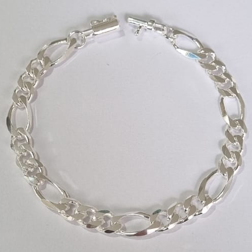 PULSEIRA FOLHEADA A PRATA COM 50 MILÉSIMOS + VERNIZ DIAMOND 18CM 3X1 LARGURA 7MM FECHO CANHÃO PRPS000616