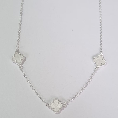 SHOCKER FOLHEADA A PRATA COM 50 MILÉSIMOS + VERNIZ DIAMOND CORRENTE CADEADO TREVO BRANCO 10MM FECHO LAGOSTA + EXTENSOR PRSH000089