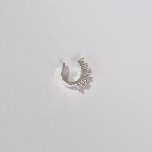 BRINCO FOLHEADO A PRATA COM 50 MILÉSIMOS + VERNIZ DIAMOND EAR CUFF COM ZIRCÔNIAS 9MM (UNIDADE) PRBR000770