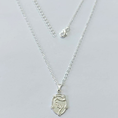 GARGANTILHA FOLHEADA A PRATA COM 50 MILÉSIMOS + VERNIZ DIAMOND CORRENTE CADEADO PINGENTE NOSSA SENHORA APARECIDA 12MM PRGG001010