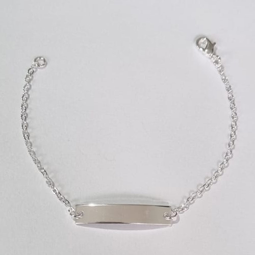 PULSEIRA FOLHEADA A PRATA COM 50 MILÉSIMOS + VERNIZ DIAMOND INFANTIL 12CM CHAPINHA LISA FECHO LAGOSTA PRPS000677
