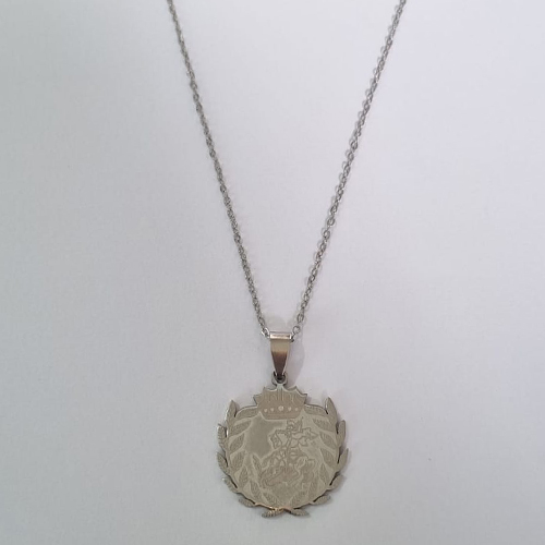 GARGANTILHA EM AÇO INOXIDÁVEL CORRENTE CADEADO 48CM PINGENTE SÃO JORGE 25MM FECHO LAGOSTA ACGG000168
