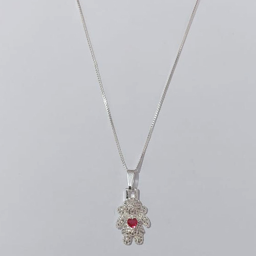 GARGANTILHA FOLHEADA A PRATA COM 50 MILÉSIMOS + VERNIZ DIAMOND CORRENTE VENEZIANA 45CM PINGENTE MENINA CRAVEJADA COM MICRO ZIRCÔNIAS 13MM +  EXTENSOR PRGG001041