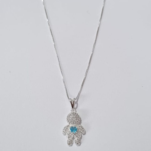 GARGANTILHA FOLHEADA A PRATA COM 50 MILÉSIMOS + VERNIZ DIAMOND CORRENTE VENEZIANA 45CM PINGENTE MENINO CRAVEJADA COM MICRO ZIRCÔNIAS 13MM +  EXTENSOR PRGG001042