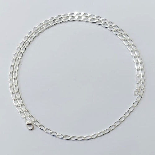 CORRENTE FOLHEADA A PRATA COM 50 MILÉSIMOS + VERNIZ DIAMOND CORRENTE 60CM LARGURA 4MM FECHO LAGOSTA PRCR000108