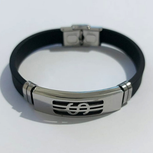 PULSEIRA EM AÇO INOXIDÁVEL EMBORRACHADA 20CM LARGURA 10MM COM TRAVA CIFRÃO ACPS000401