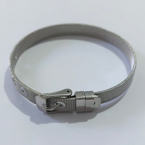 PULSEIRA  EM AÇO INOXIDÁVEL 20CM ESTILO CINTO COM AJUSTE ACPS000425