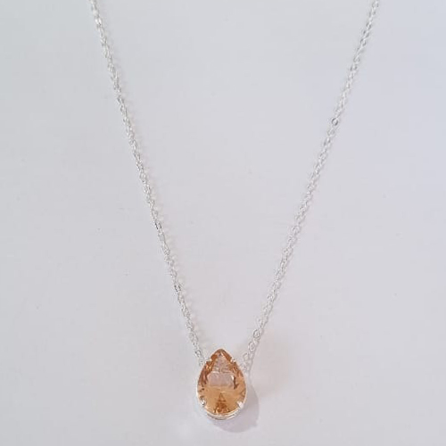 GARGANTILHA FOLHEADA A PRATA COM 50 MILÉSIMOS + VERNIZ DIAMOND CORRENTE CADEADO 45CM ZIRCÔNIA SALMÃO 10X14MM FECHO LAGOSTA PRGG001097