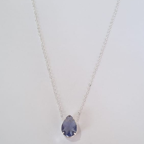 GARGANTILHA FOLHEADA A PRATA COM 50 MILÉSIMOS + VERNIZ DIAMOND CORRENTE CADEADO 45CM ZIRCÔNIA LILÁS RISCADA 10X14MM FECHO LAGOSTA PRGG001100