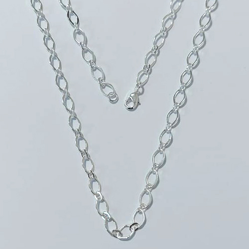 CORRENTE FOLHEADA A PRATA COM 50 MILÉSIMOS + VERNIZ DIAMOND CORRENTE 60CM LARGURA 4MM FECHO LAGOSTA PRCR000111