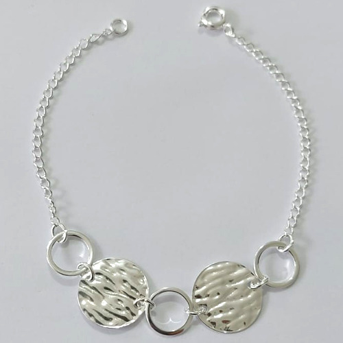 PULSEIRA FOLHEADA A PRATA COM 50 MILÉSIMOS + VERNIZ DIAMOND PULSEIRA COM ELEMENTOS VAZADOS E TEXTURAS ORGÂNICAS PRPS000916