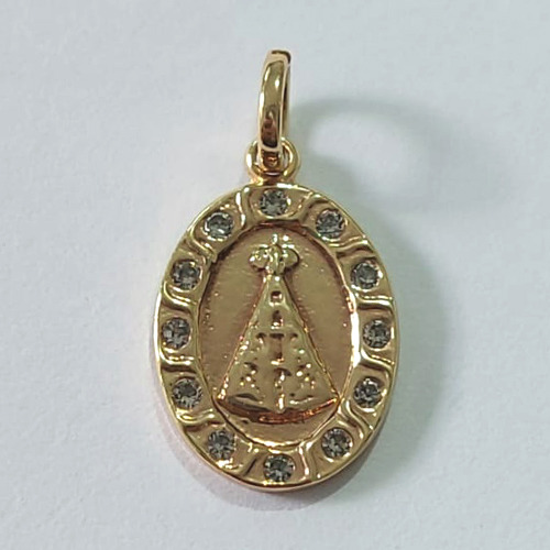 PINGENTE FOLHEADO A OURO NOSSA SENHORA APARECIDA COM MICRO ZIRCÔNIAS 11MM OUPG000020