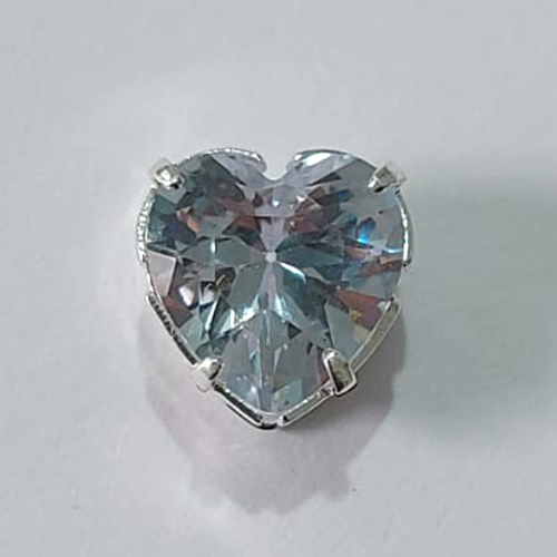 PINGENTE FOLHEADO A PRATA COM 50 MILÉSIMOS + VERNIZ DIAMOND PINGENTE CORAÇÃO EM ZIRCÔNIA CRISTAL 10X10MM PRPG000050