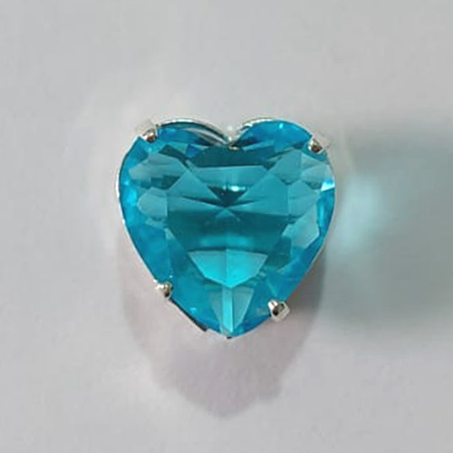 PINGENTE FOLHEADO A PRATA COM 50 MILÉSIMOS + VERNIZ DIAMOND PINGENTE CORAÇÃO EM ZIRCÔNIA AZUL 10X10MM PRPG000051